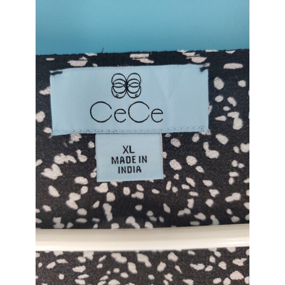 Womens XL Lightweight Top Short Sleeve V-Neck Flowy  Button Front Teacher  CeCe - Picture 9 of 16